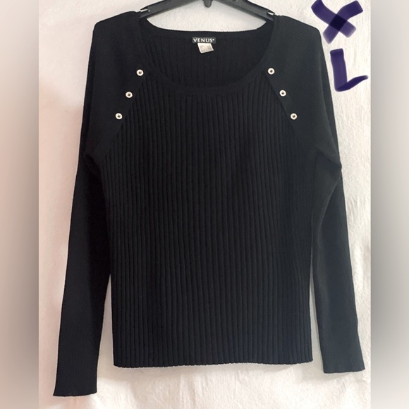 LADIES BLACK SWEATER WITH BUTTONS - Picture 1 of 1